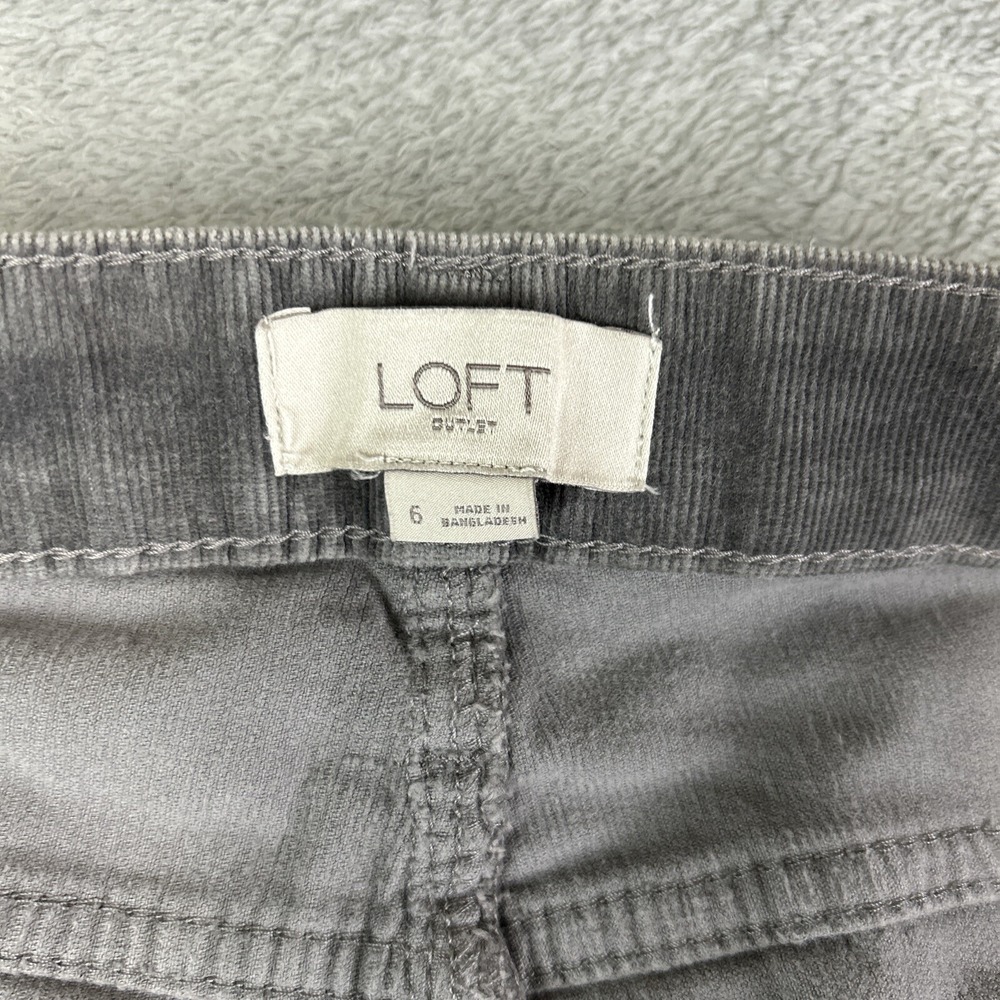 LOFT Womens 6 Gray Corduroy Curvy Skinny Stretch Pants Career Boho College Y2K - Picture 11 of 13